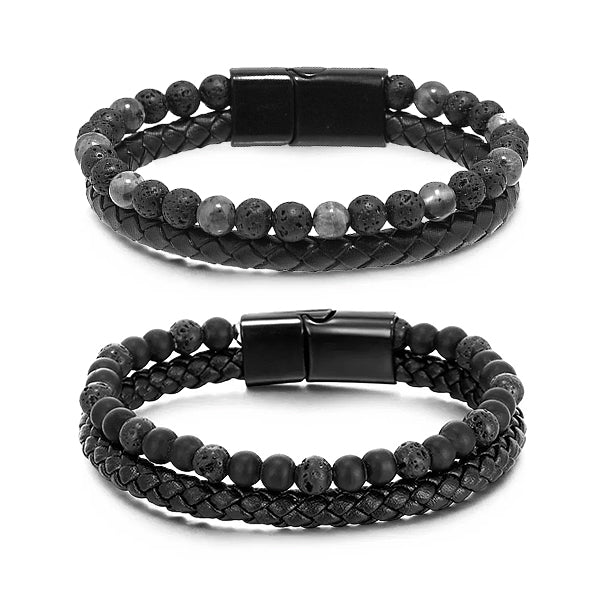 Natural Agate Stone Leather Beaded Bracelet(Limited time discount đ„ last day)