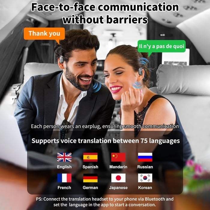 🏆#1 Best Seller ⏰LAST DAY 💎AI Translation Wireless Open Wearable Stereo Bluetooth5.4 Earphones (Fit iOS & Android)